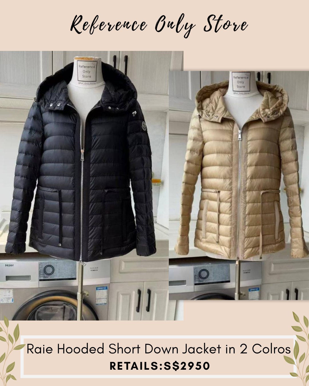 MC Raie hooded short down jacket in 2 colors