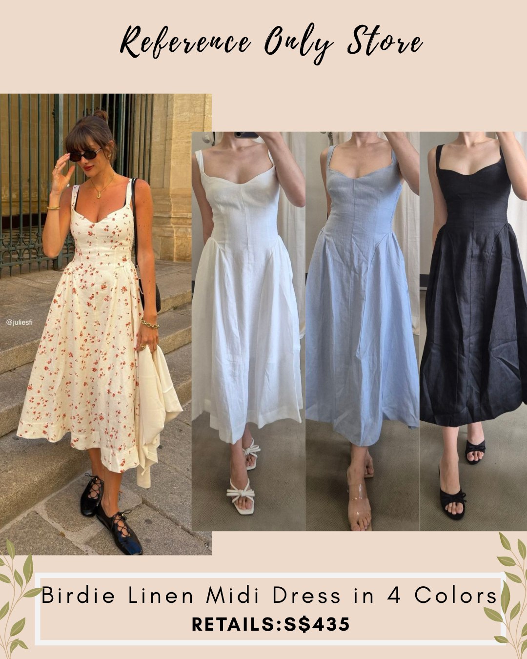 4 colors ! Ref birdie Linen Midi Dress