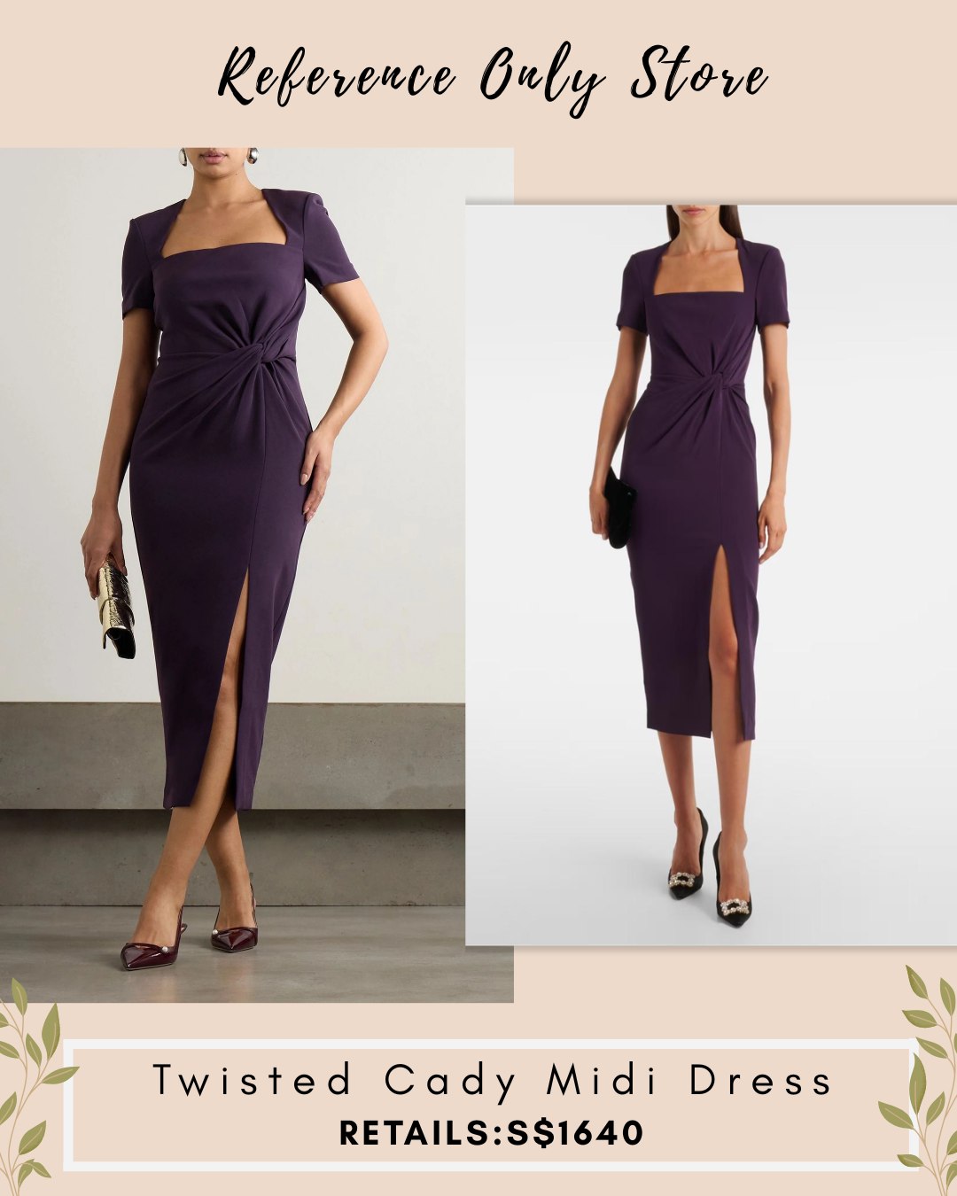 rm twisted cady purple midi dress
