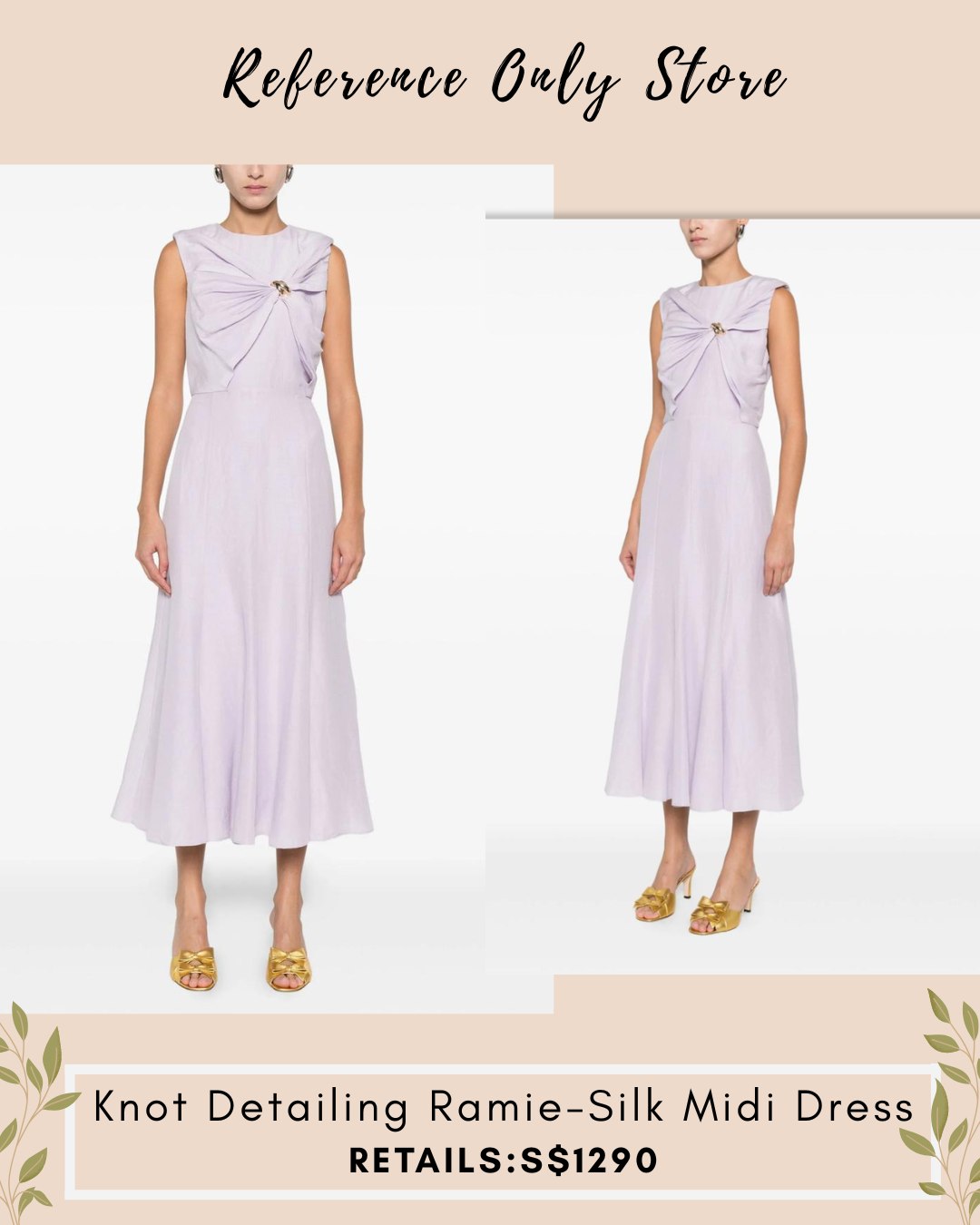 RM Silk and Ramie blend knot detailing midi dress