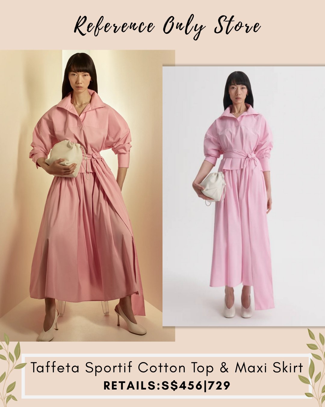 ST Pink taffeta sportif cotton top and maxi skirt