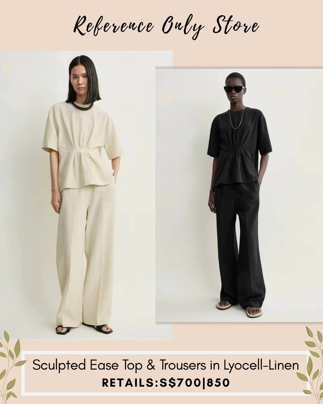 Tot sculpted ease top and trousers pants in lyocell- linen