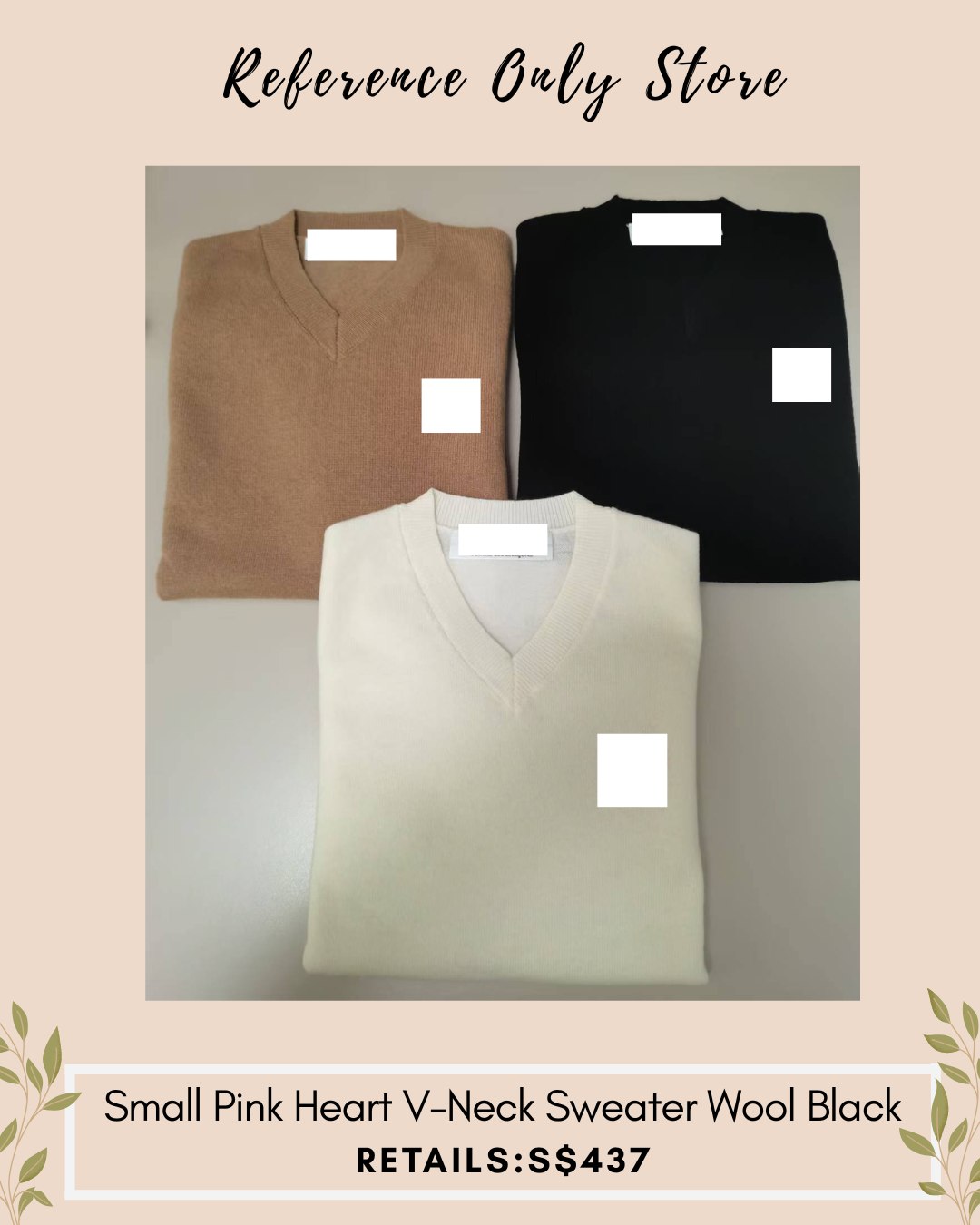 CDG Small pink heart v neck wool sweater