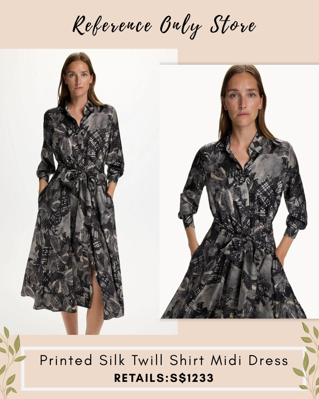 CH Silk printed twill shirt midi dress