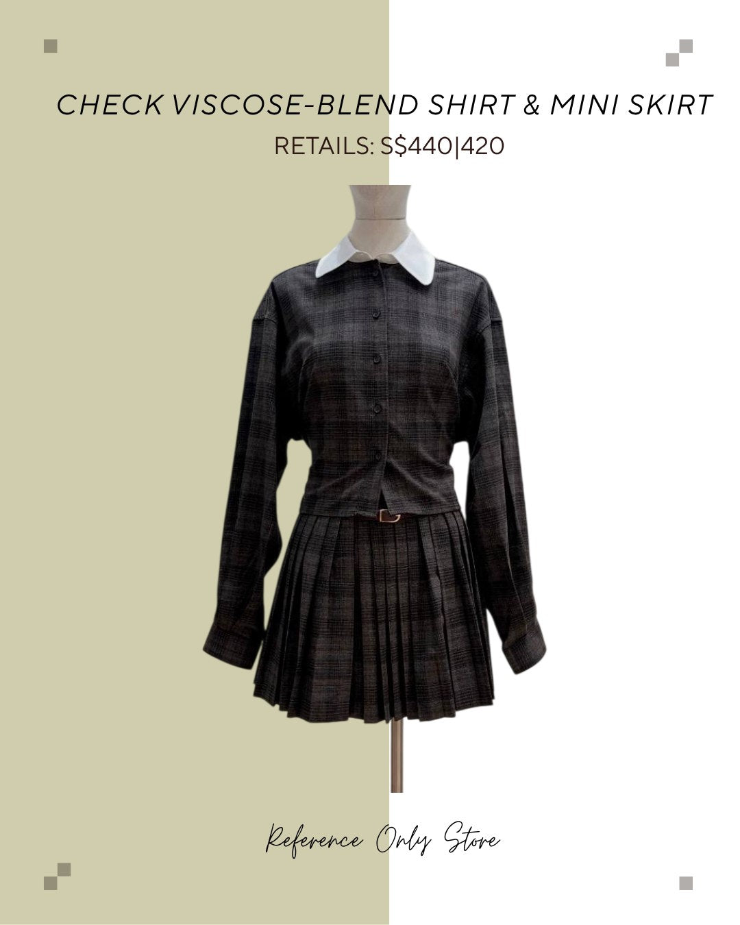 SD Check viscose blend shirt and mini skirt
