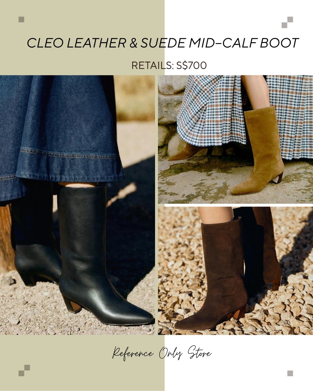 LR Cleo leather and suede mid clad boot