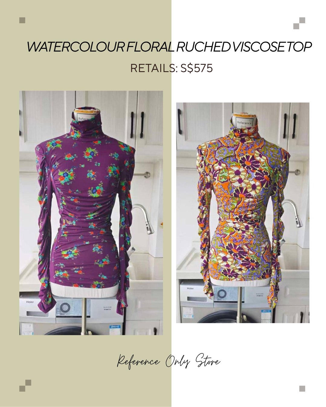 AM watercolor floral ruched viscose top