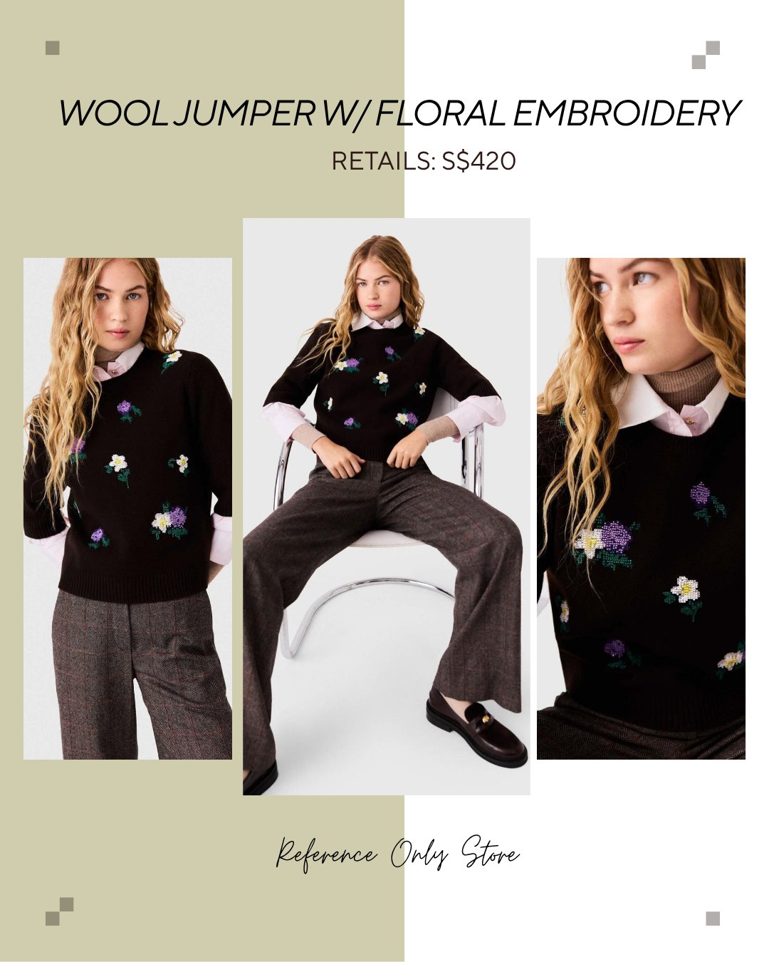 MJ Wool jumper w/ floral embroidery