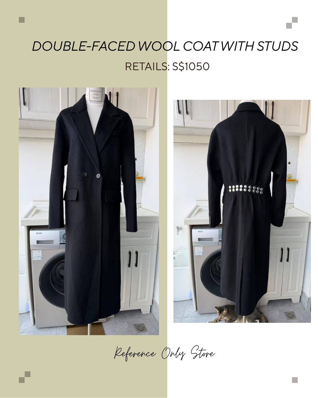 SD Double faced wool coat with studs