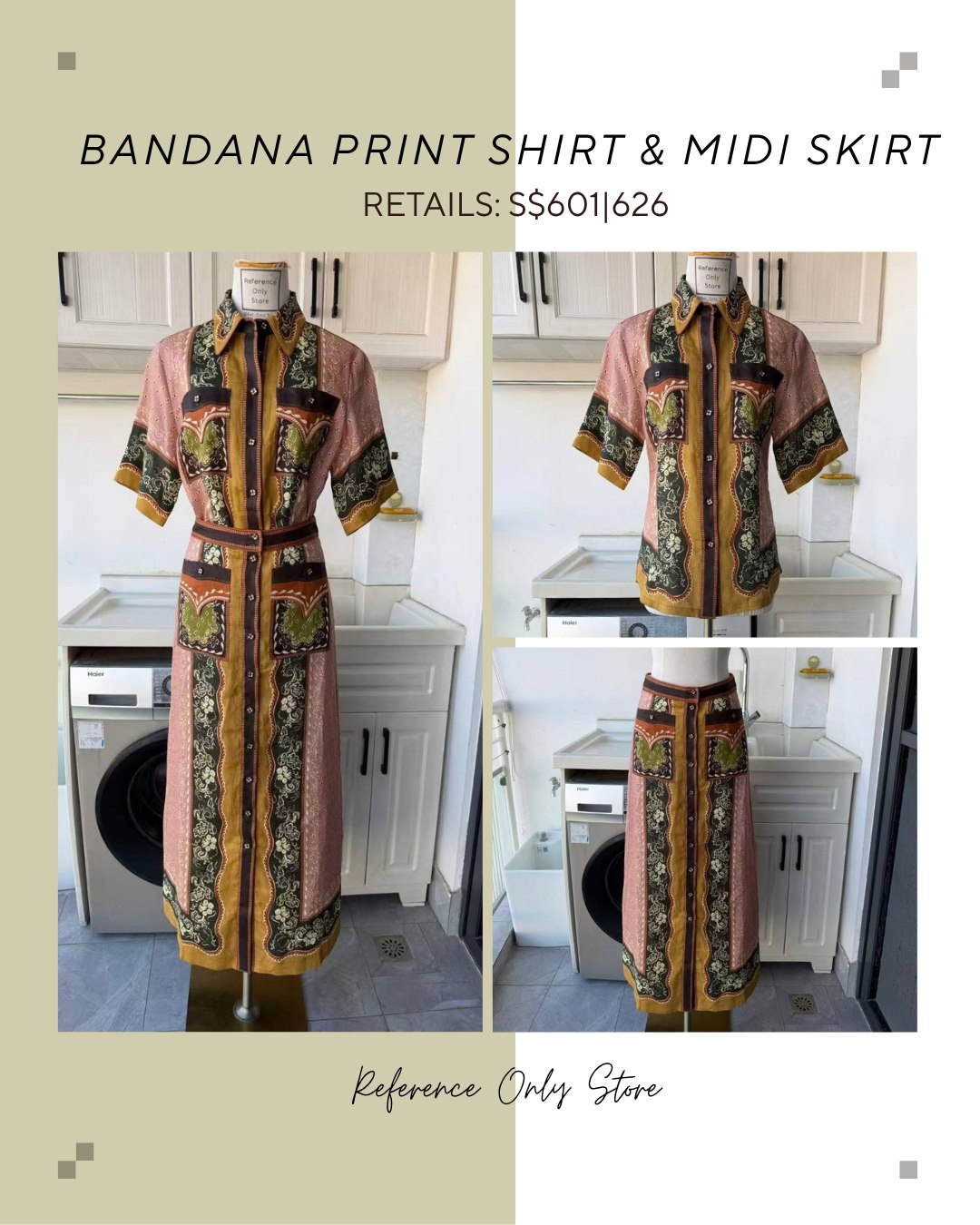 AM Bandana print shirt & midi skirt