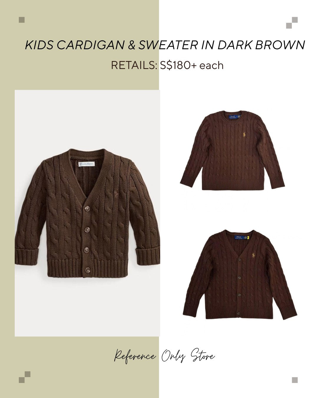 RL Kid's brown sweater and cardigan chocolate brown
