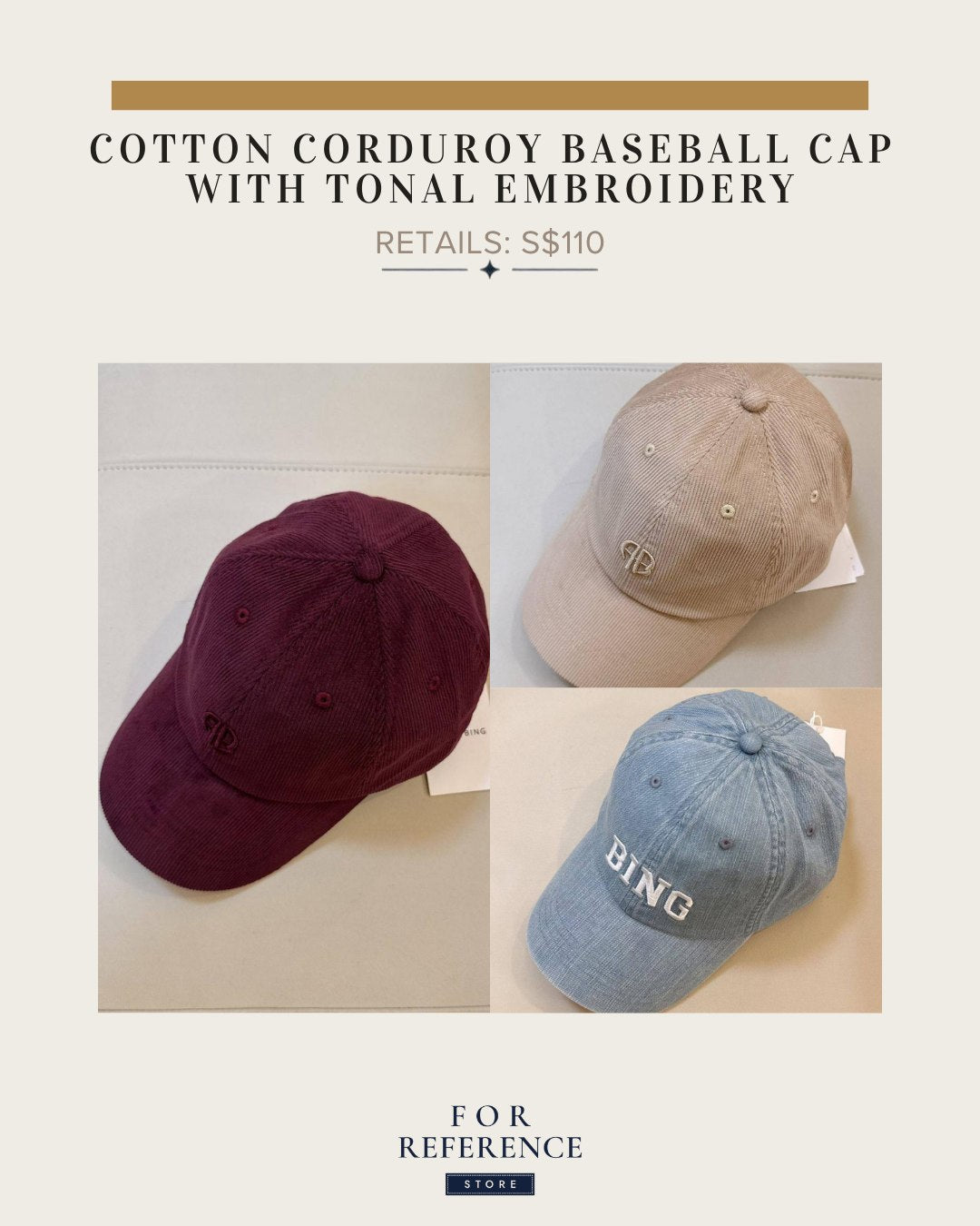 Corduroy cotton baseball cap with tonal embroidery