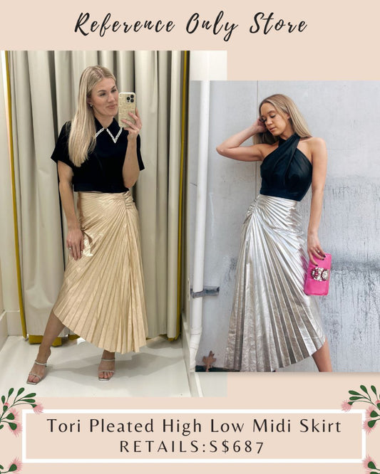 Alc Tori Pleated High Low Midi Skirt