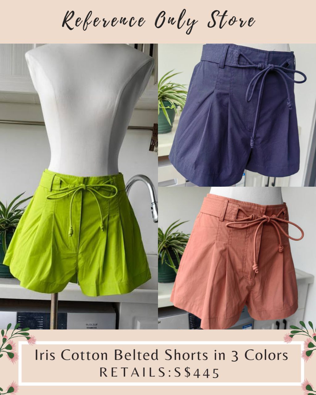UJ Iris Cotton Belted Shorts in 3 colors