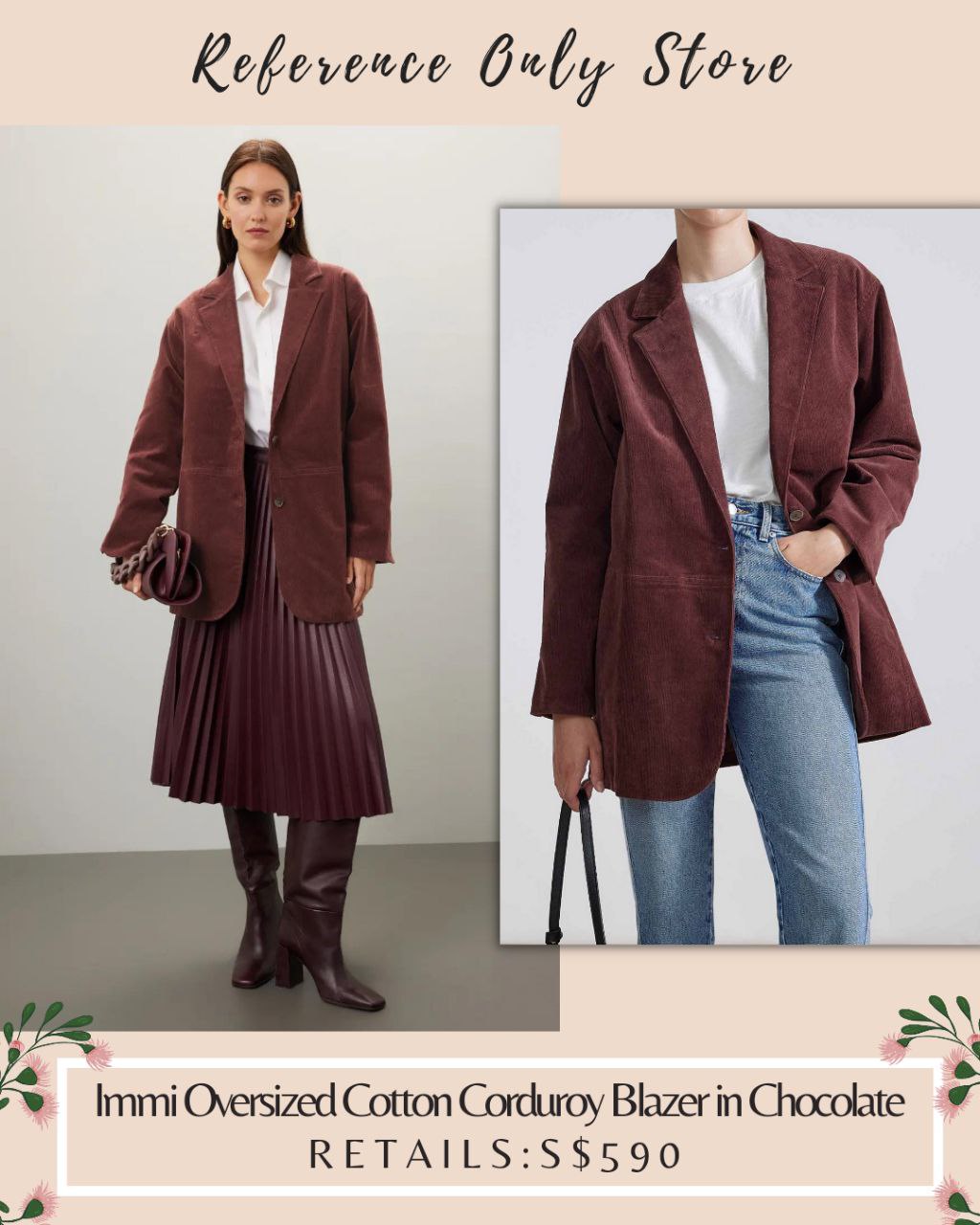 AA Immi Oversized Cotton Corduroy Blazer in Chocolate