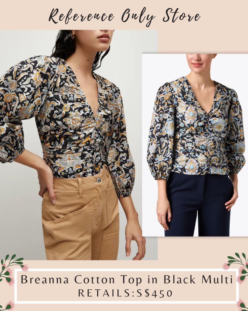 VB Breanna Cotton Top in Black Multi