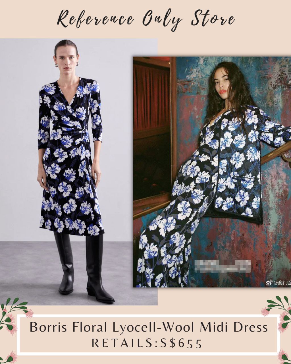 DVF Borris Floral Lyocell Wool Midi Dress