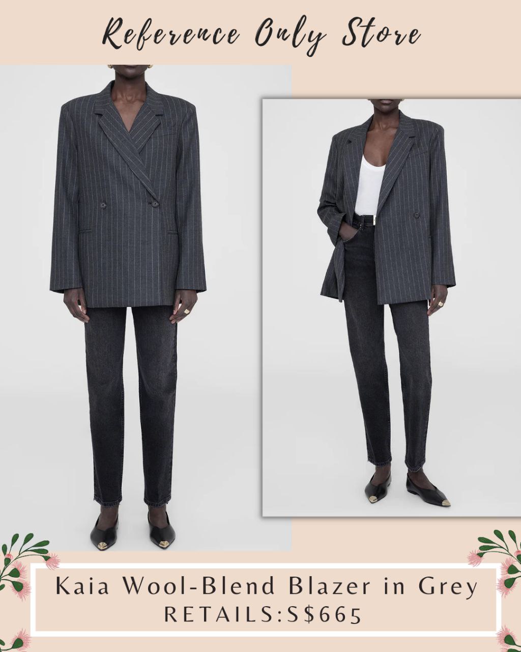 AB Kaia Wool Blend Blazer in Grey