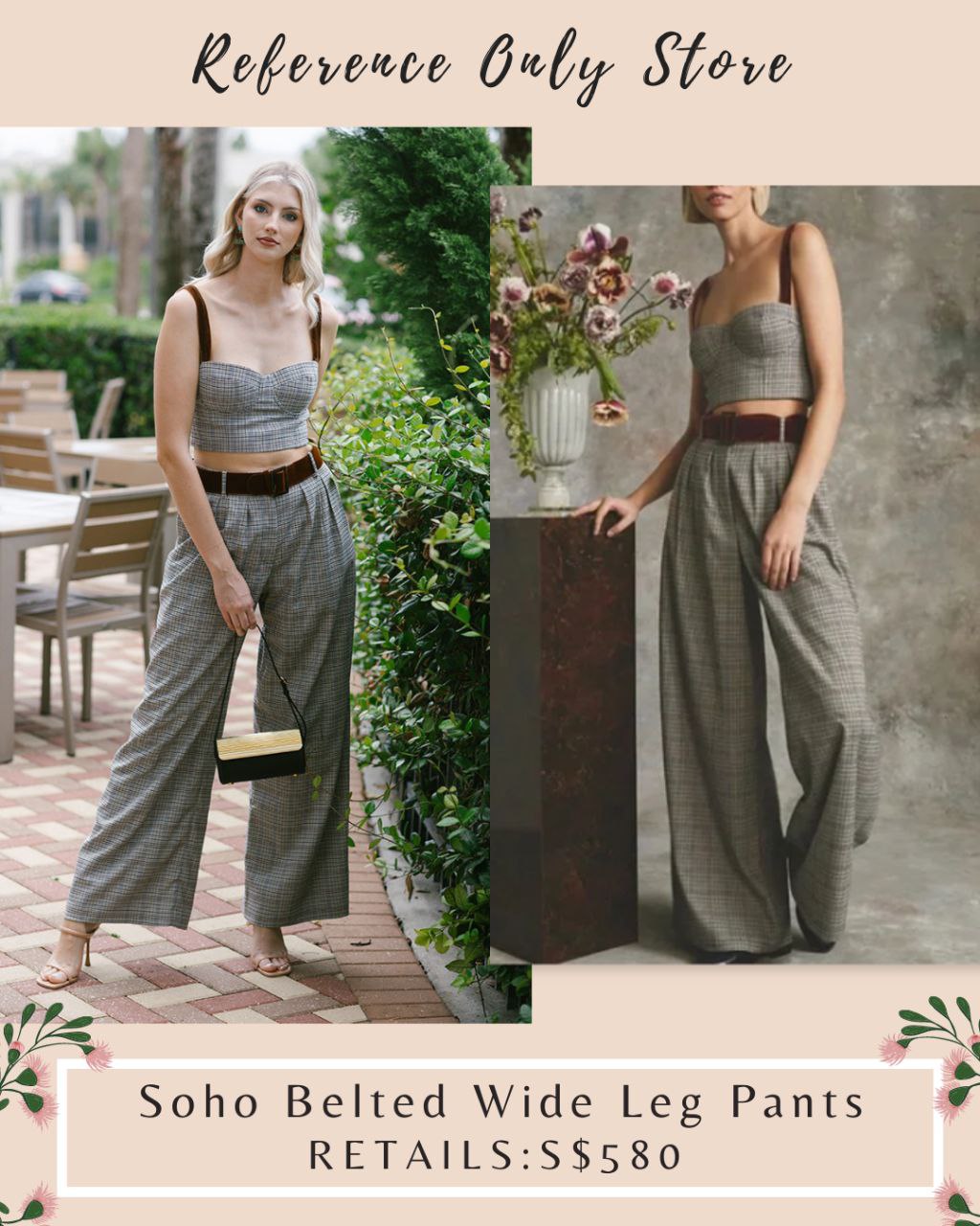 cc Soho belted wide leg pants