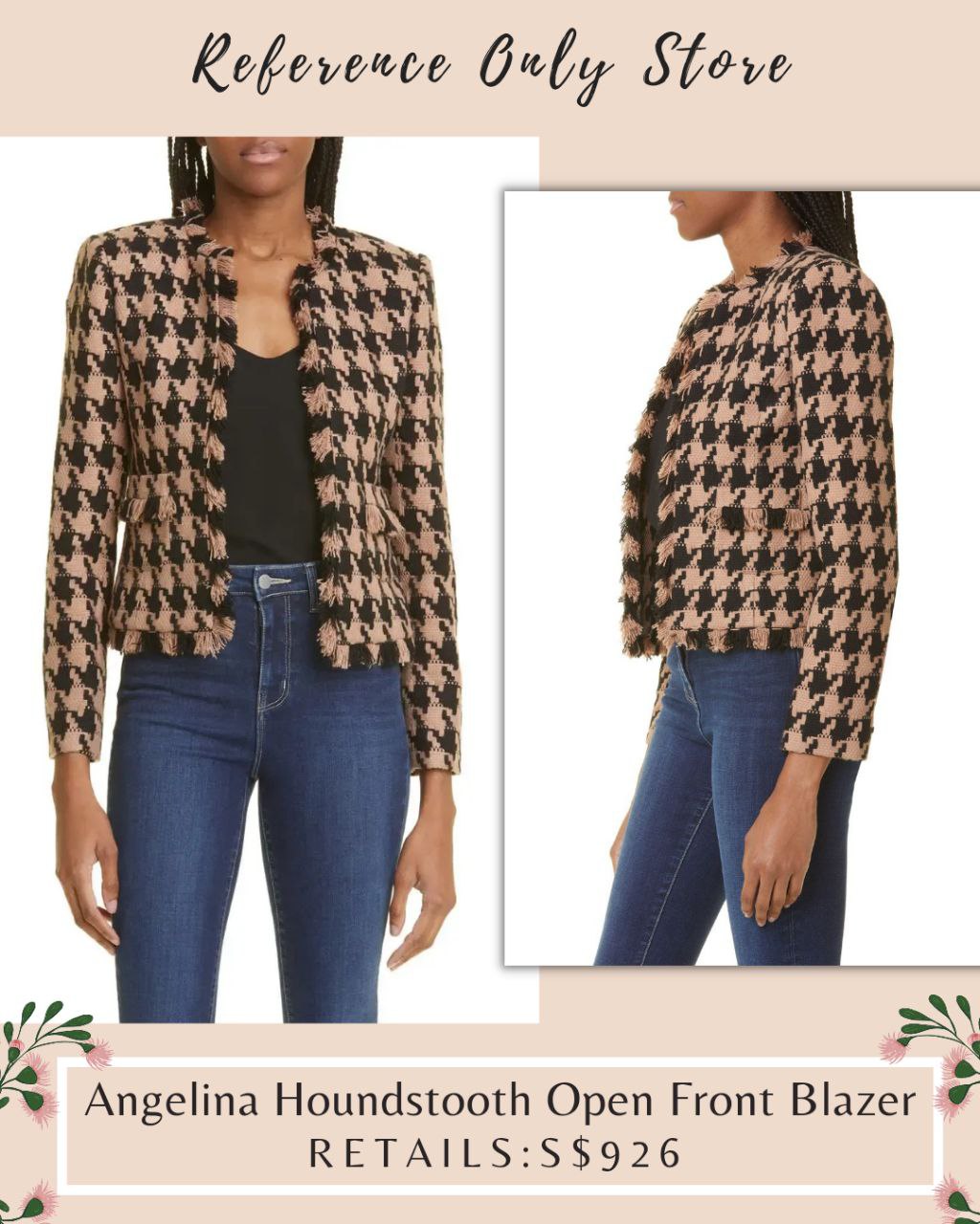 LG Angelina Houndstooth Open Blazer