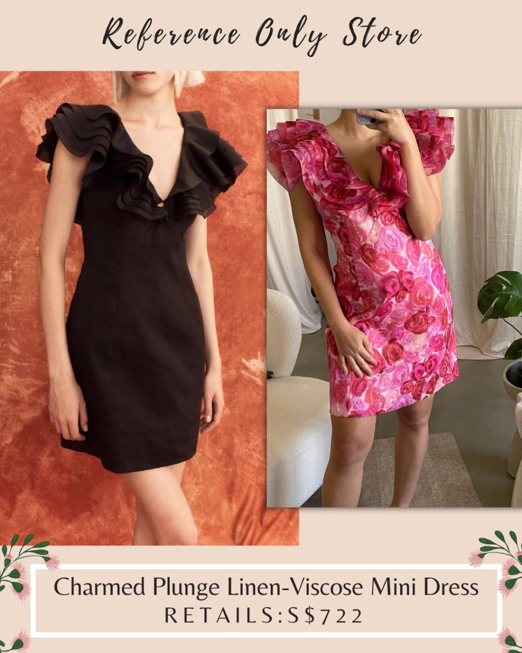 AJ Charmed Plunge Linen Viscose Mini Dress