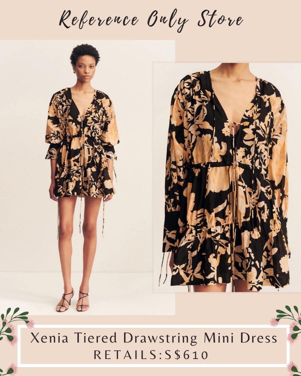 SJ Xenia Tiered Drawstring mini dress