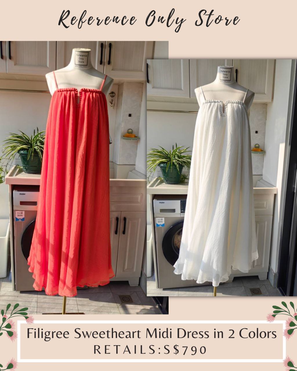 AJ Filigree Sweetheart Midi Dress in 2 colors