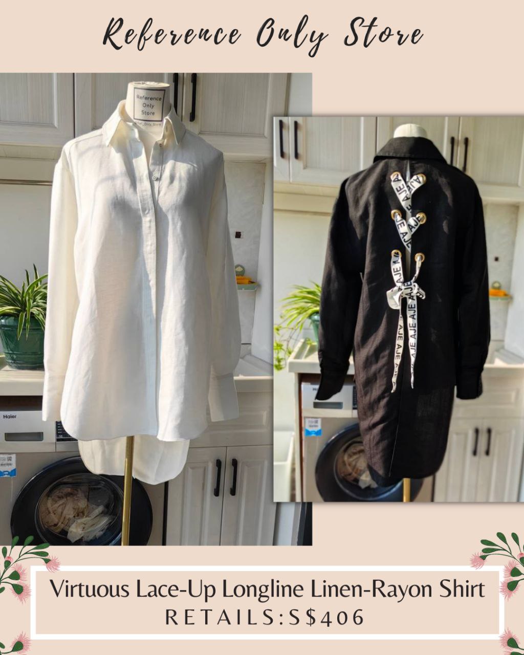 AJ Virtuous Lace Up LongLine linen shirt