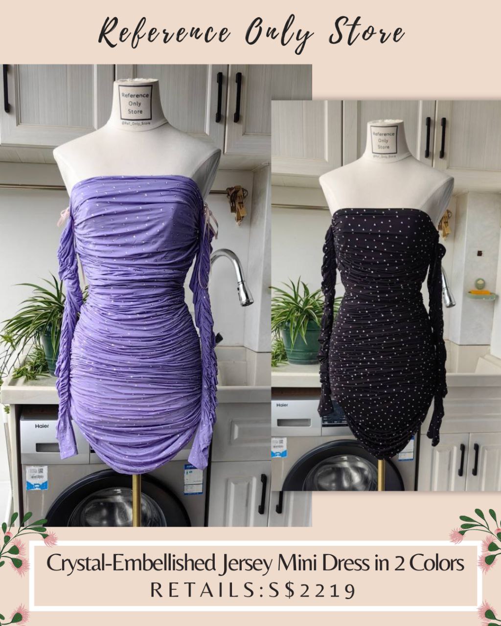 Very Few! AP Crystal Embellished Jersey Mini Dress