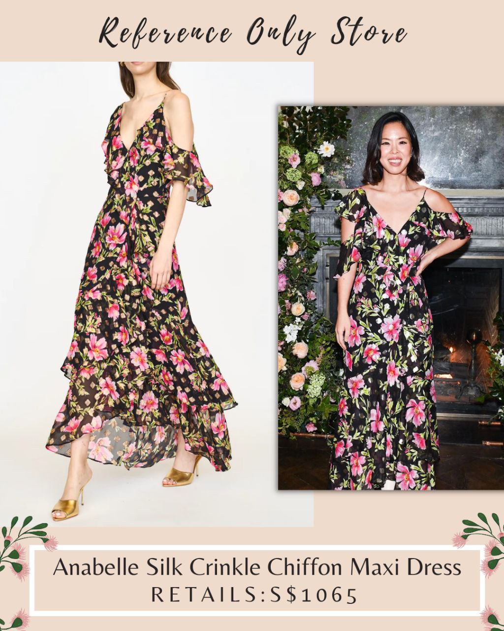 CL Anabelle Silk Crinkle Chiffon Midi Dress
