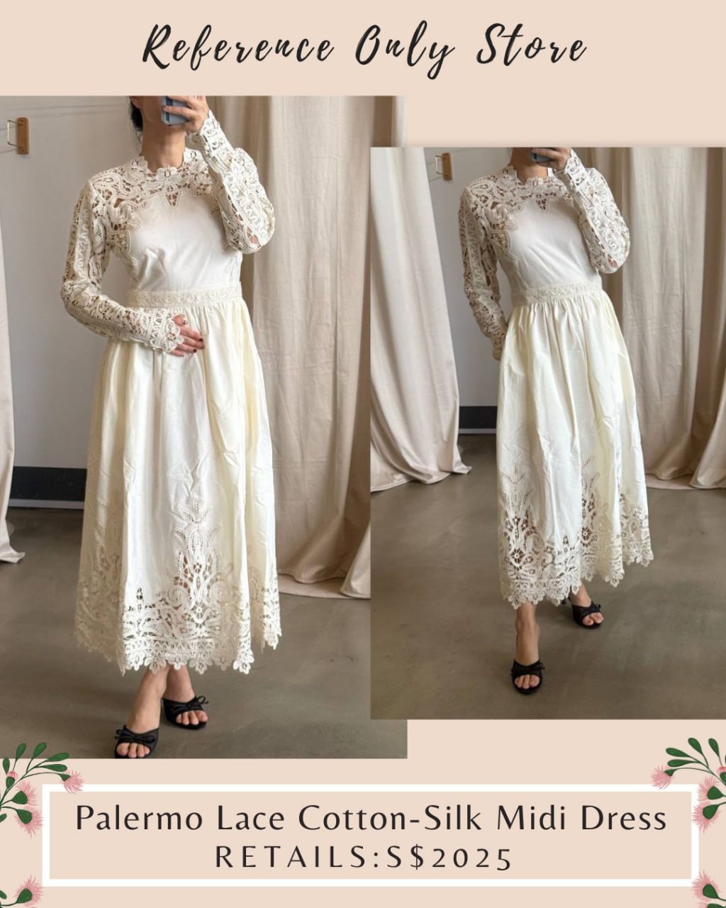 UJ Palermo Ivory Lace cotton silk midi dress