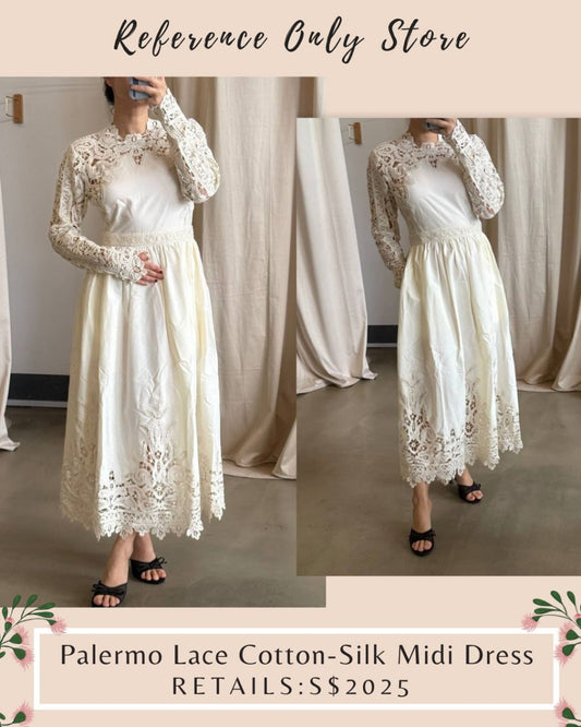 UJ Palermo Ivory Lace cotton silk midi dress