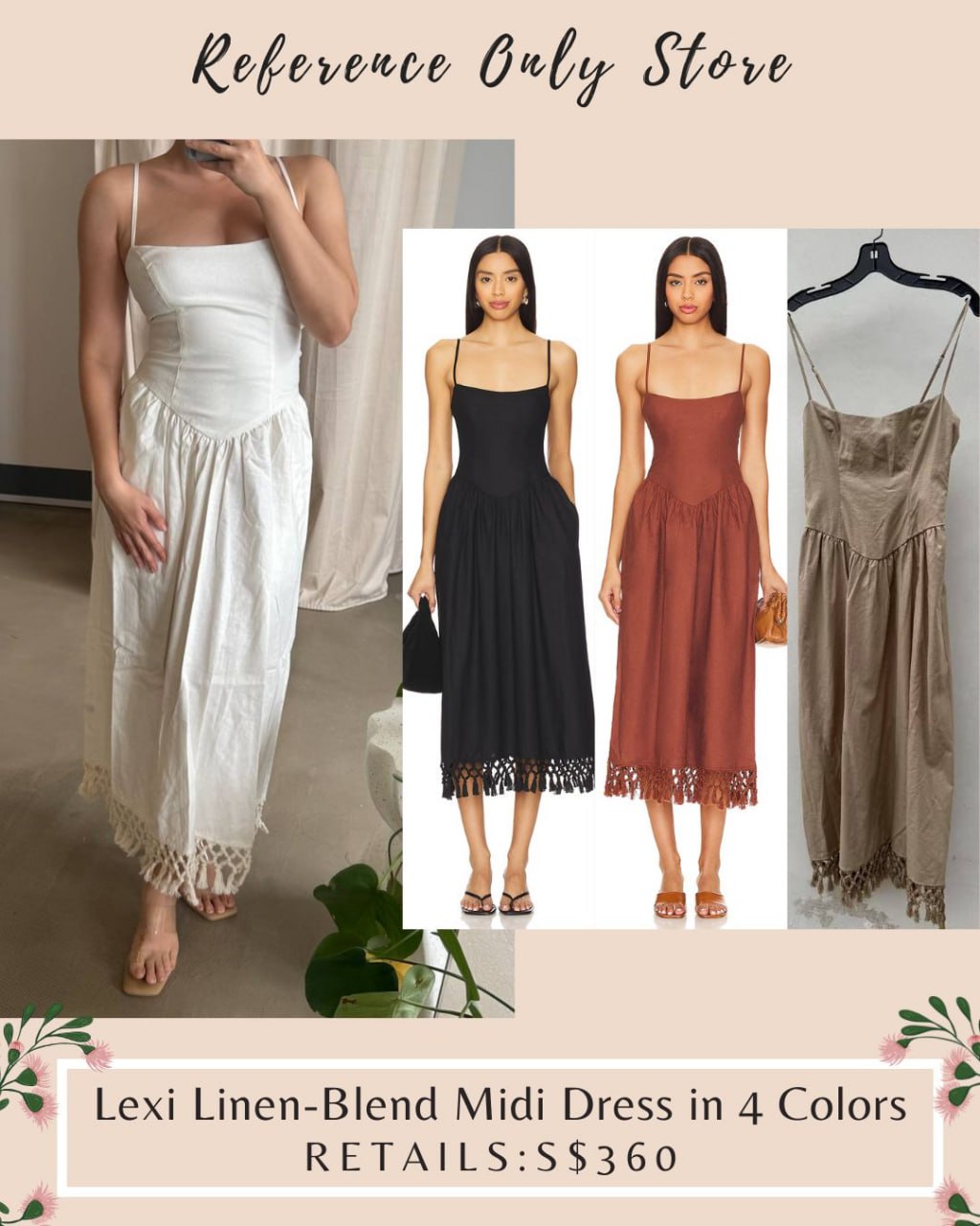 4 colors! TUL Lexi Linen Blend Midi Dress