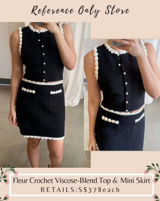 SD Fleur crochet viscose blend top and skirt set