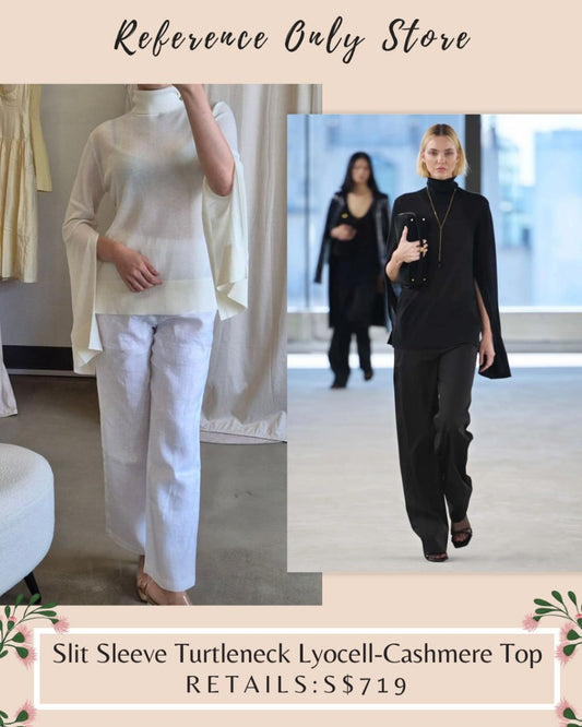 Tot Slit Sleeve Turtleneck lyocell- cashmere top