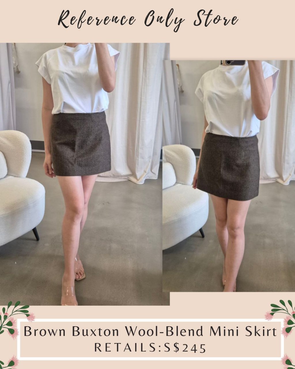 Special price! Ref brown plaid buxton mini skirt