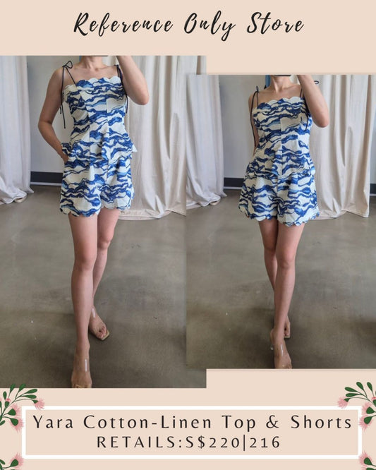 HFM Yara cotton linen strap top and shorts