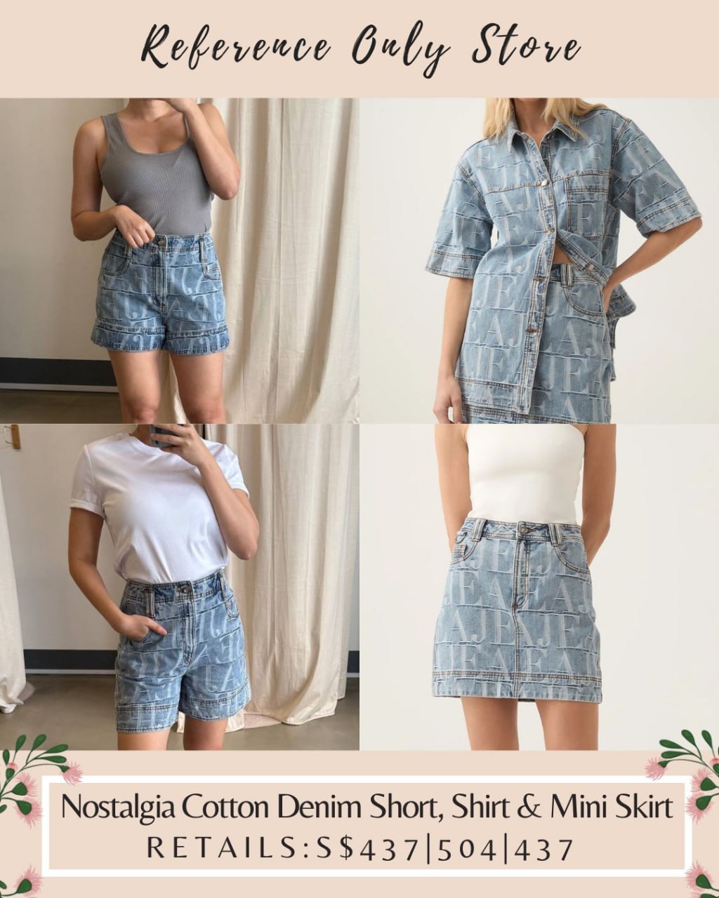 Back! AJ Nostalgia cotton denim shorts/ skirt / shirt