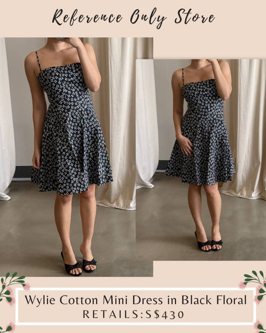 STA Wylie Black Floral Cotton Mini dress