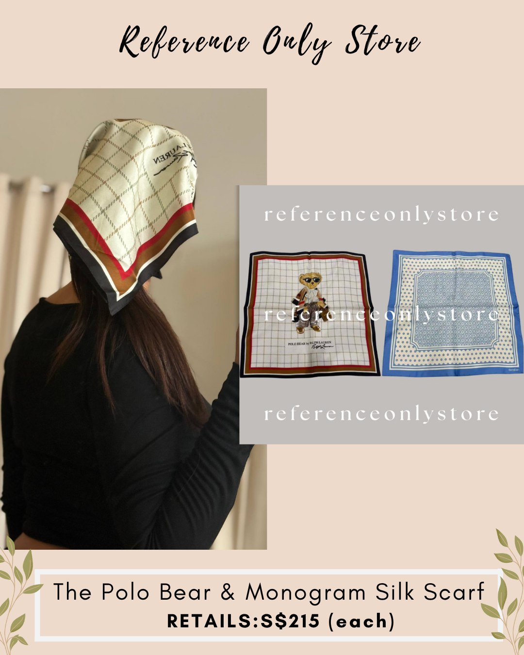 RL 100% the polo bear / monogram silk square scarf