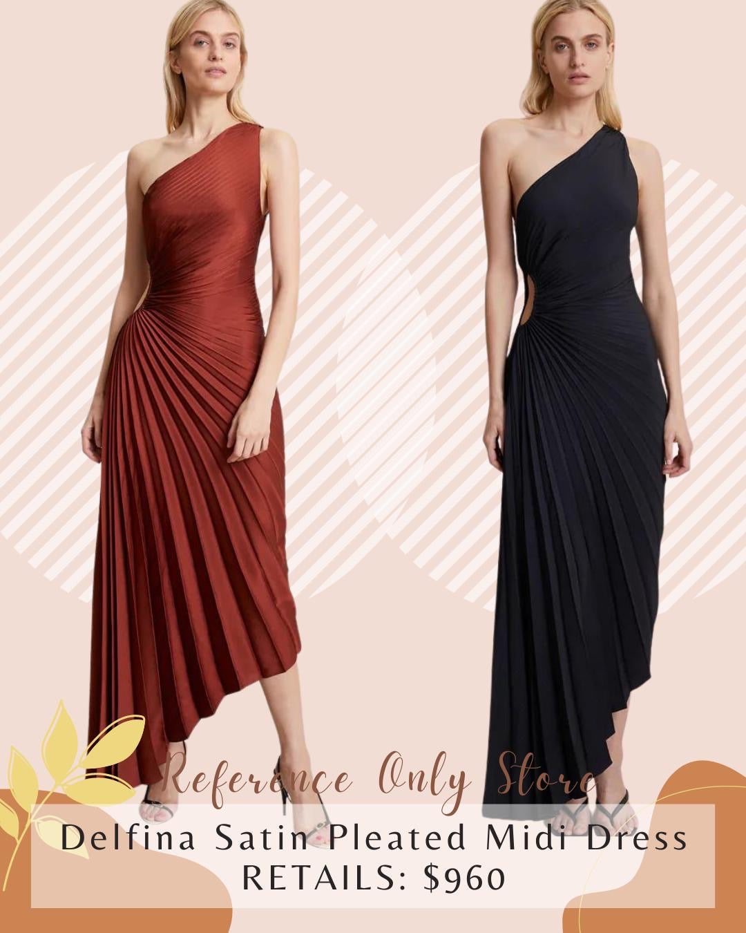 Back in Stock! ALC Delfina Toga One Shoulder Cut Out Midi Pleated Dress