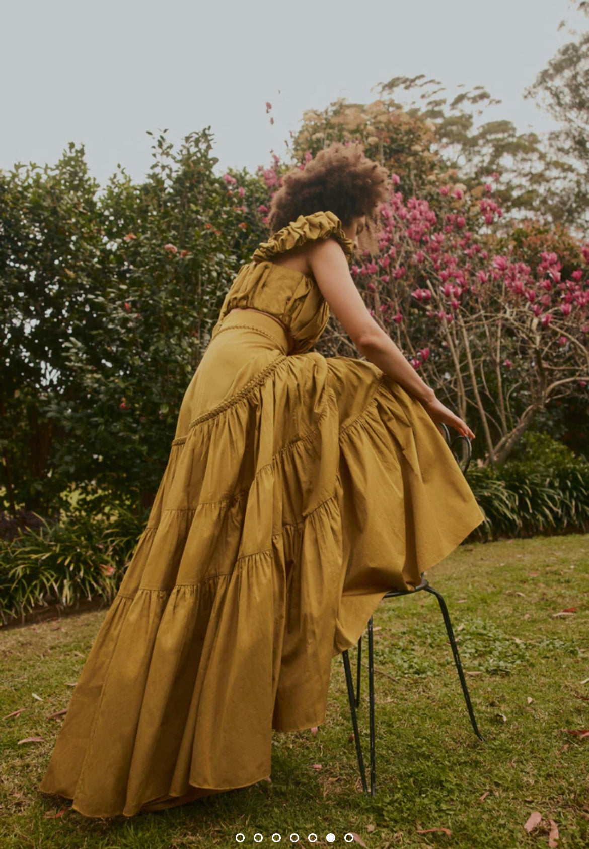 Casabianca Maxi Tiered Dassia Skirt in Yellow