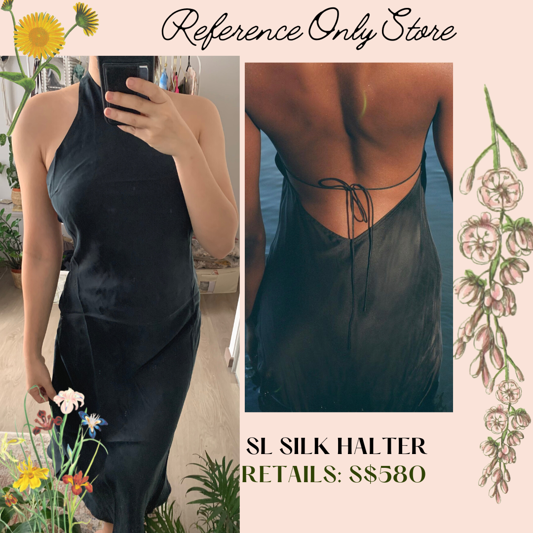 Back in! Sl silk halter in black