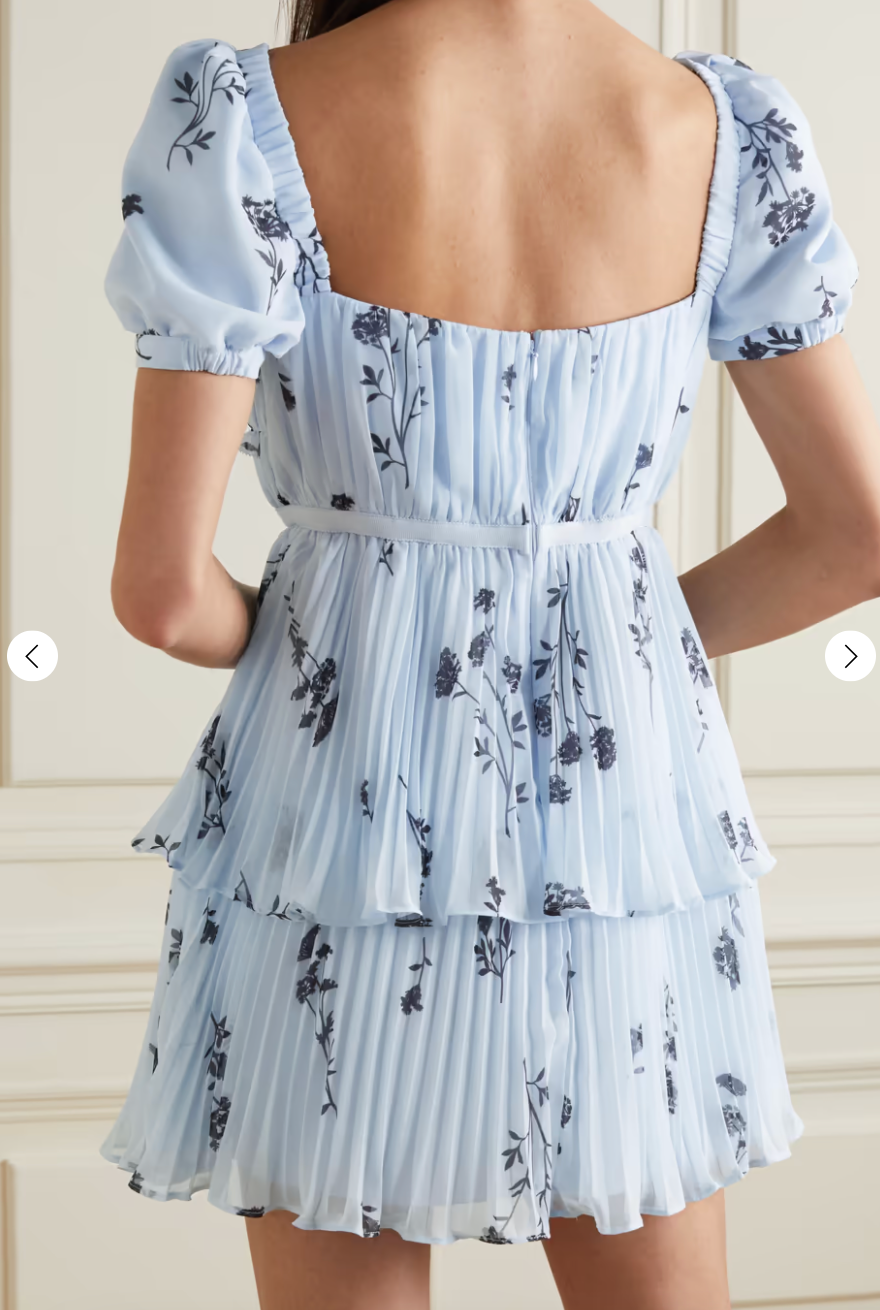 Readystock! SP Blue Floral Silhouette Chiffon Tiered Mini Dress