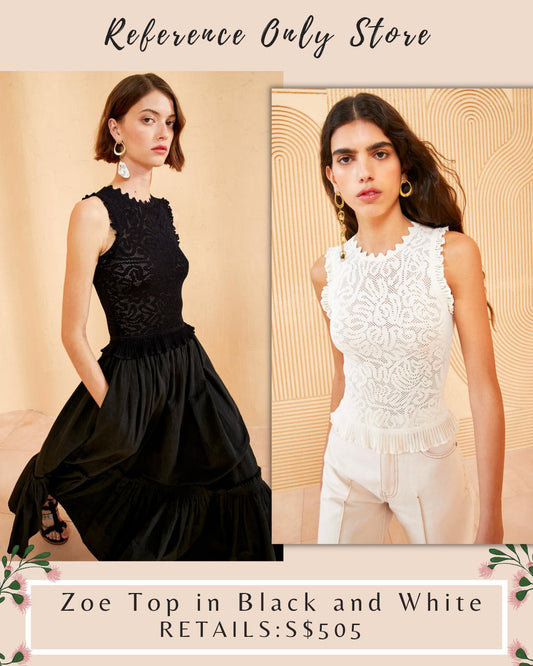UJ Zoe sleeveless Top in black and ivory