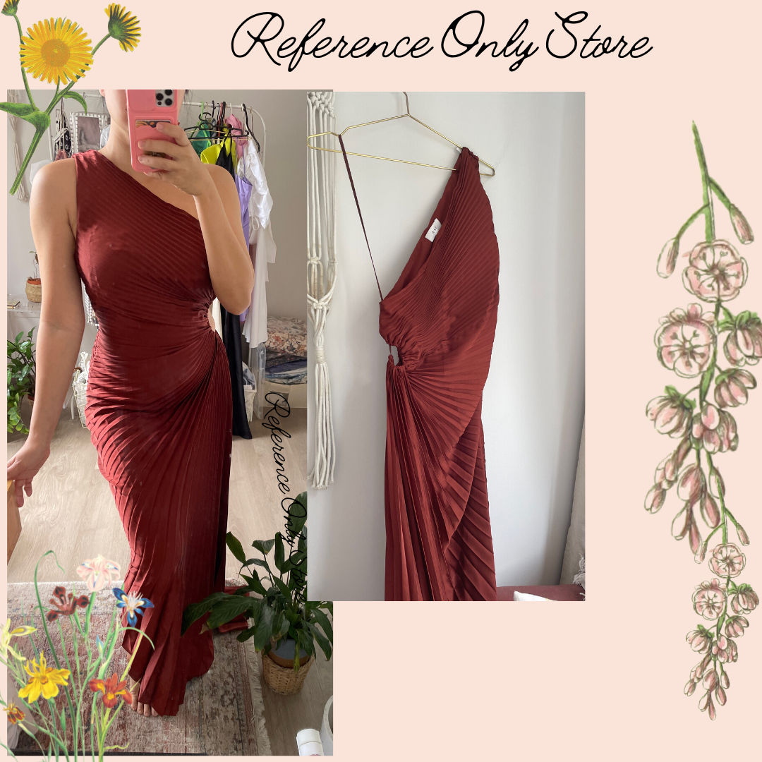 Back in Stock! ALC Delfina Toga One Shoulder Cut Out Midi Pleated Dress