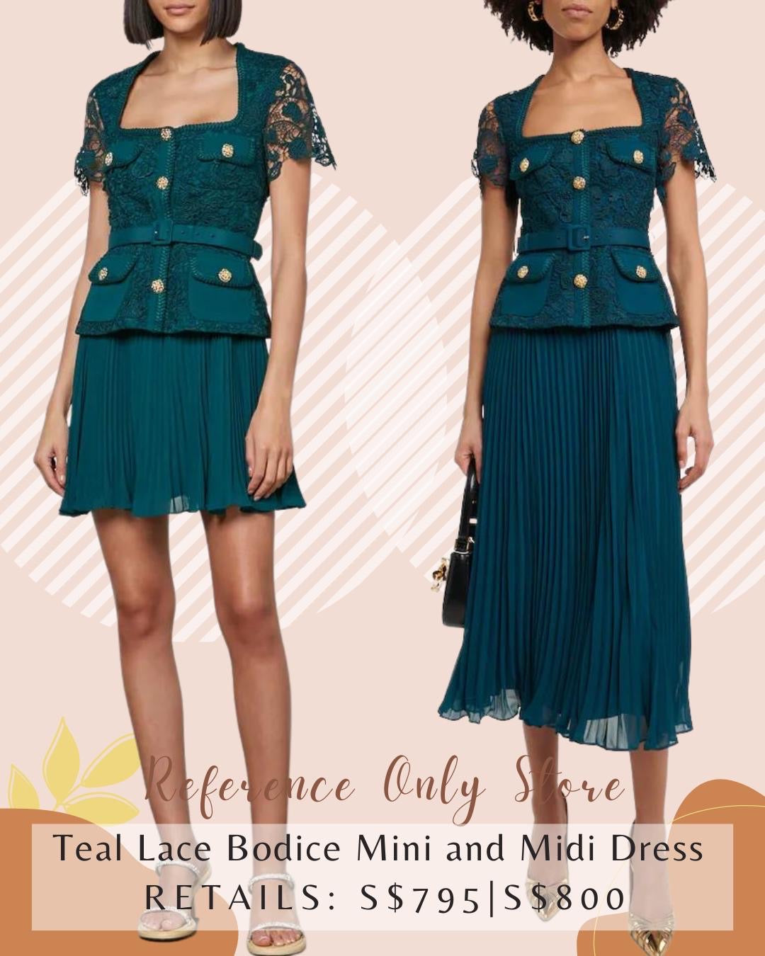 Teal lace outlet midi dress