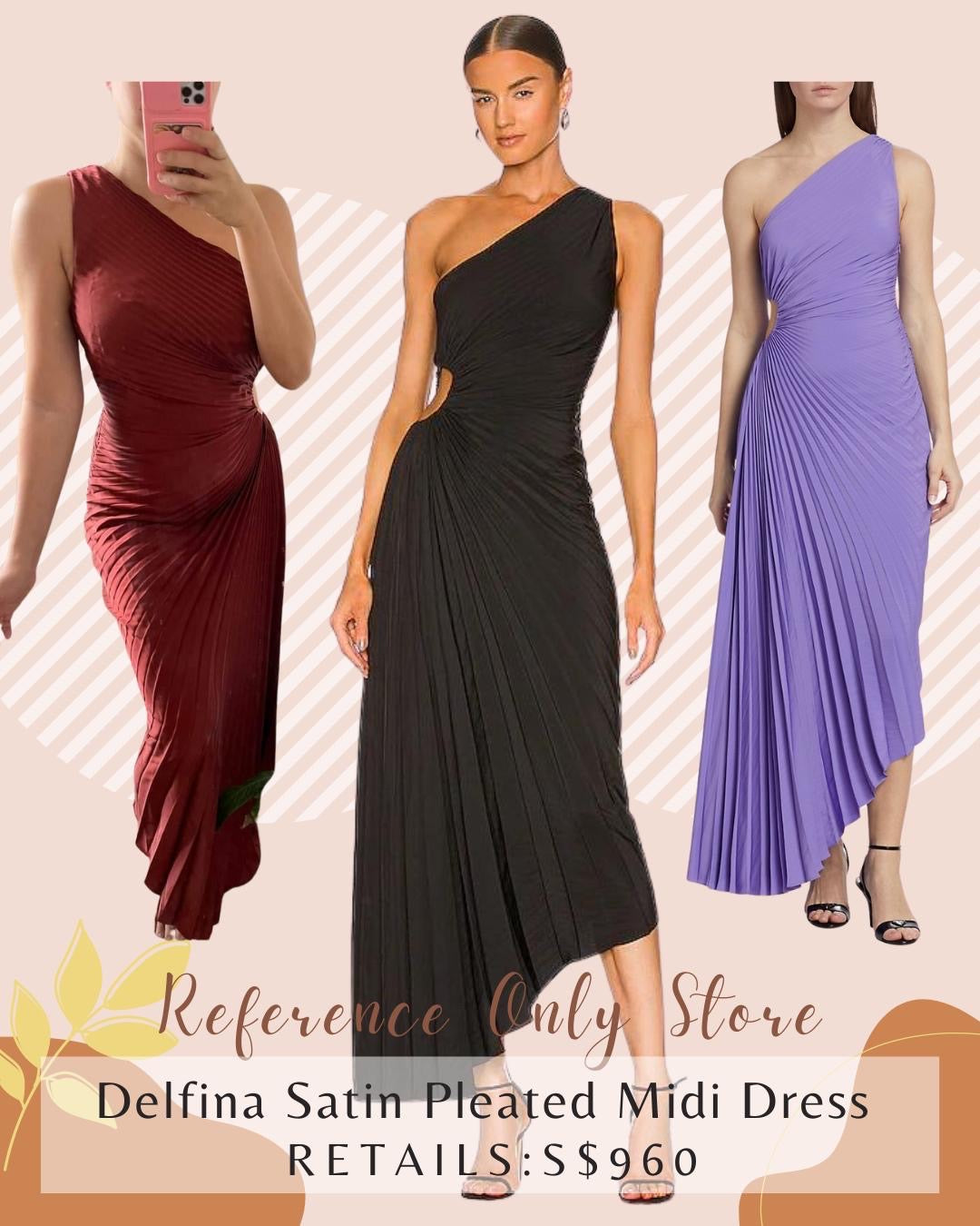 Back in Stock! ALC Delfina Toga One Shoulder Cut Out Midi Pleated Dress