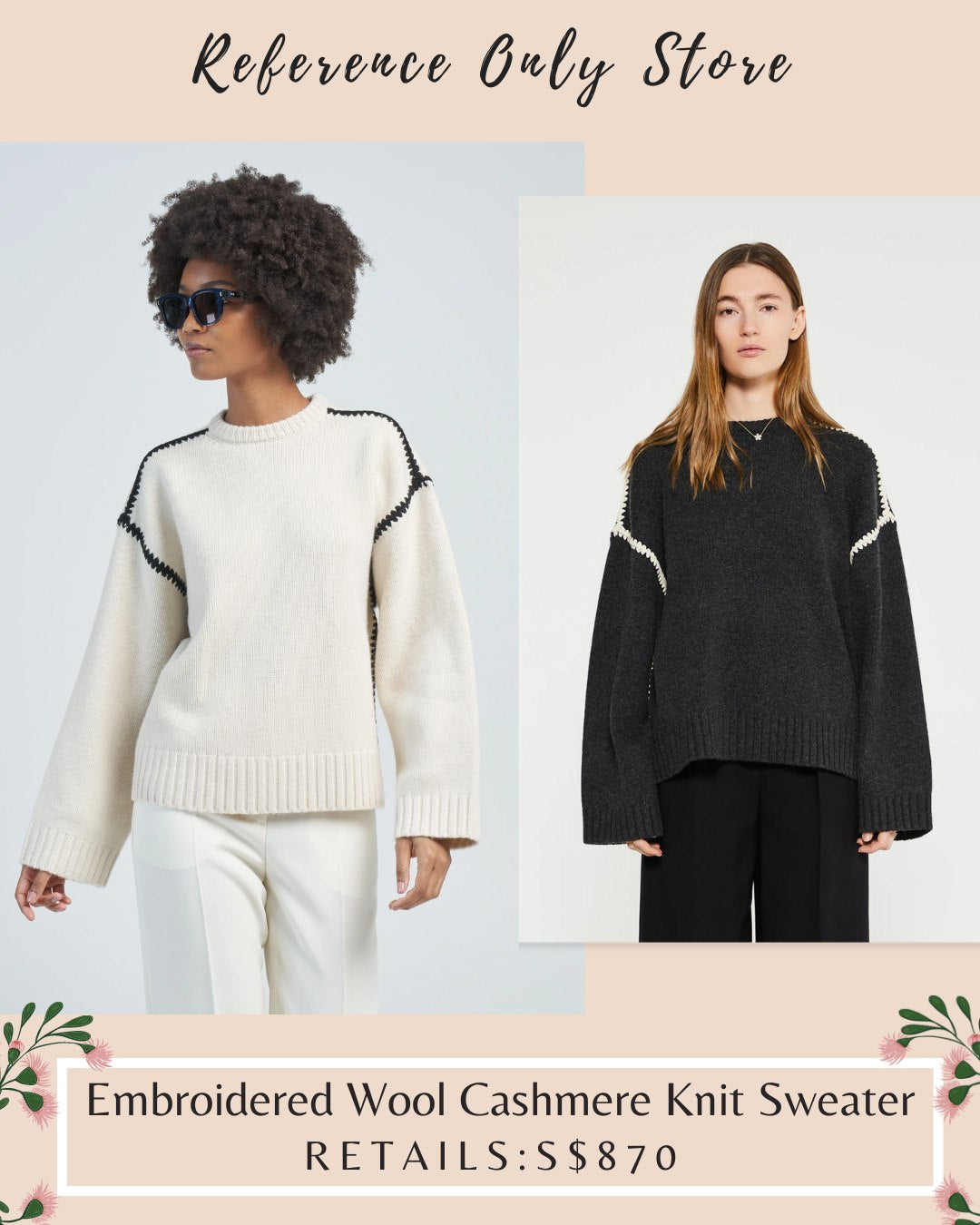 Tot Embroidered Wool Cashmere Knit Sweater