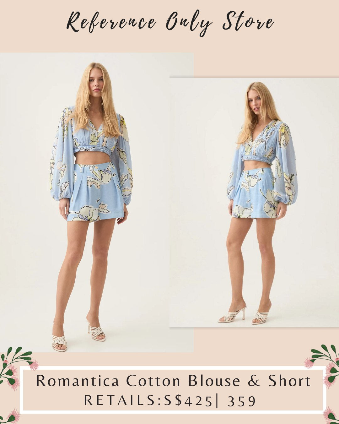 AJ Romantica Cotton Blouse and Shorts